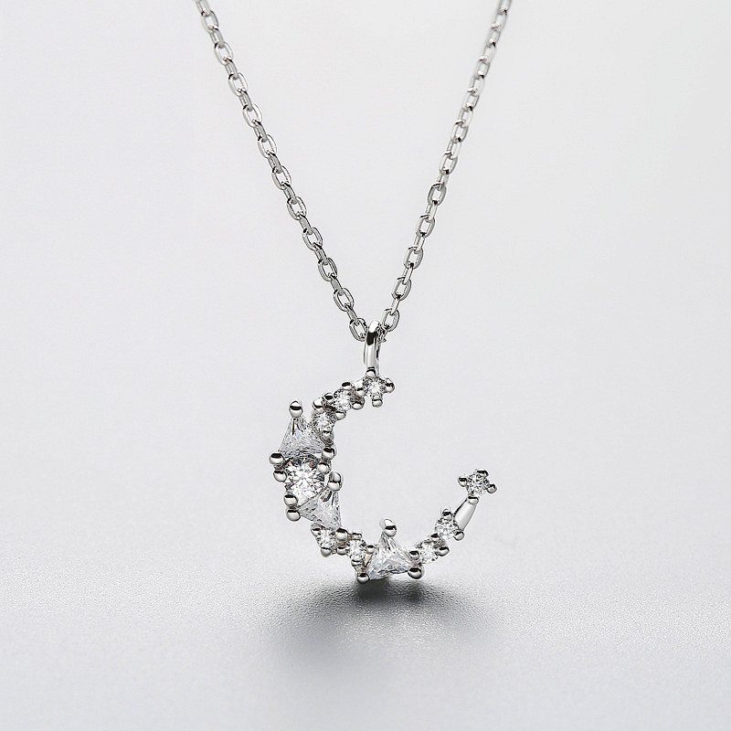 Minimalist temperament, crescent necklace, Japanese and Korean personality, forest style, sweet and versatile, stars, moon, collarbone chain, foreign trade source-3