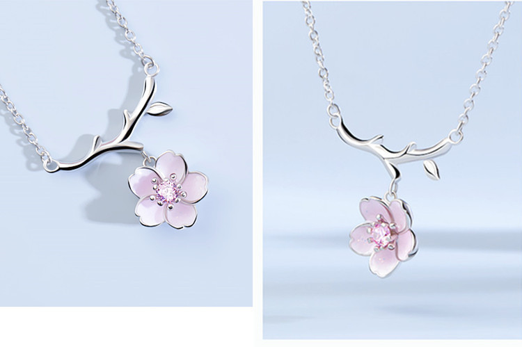 Pink Flower Necklace Instagram Japanese and Korean Style Versatile Fashion Sweet Tassels Pink Flower Collar Chain Jewelry Source-2