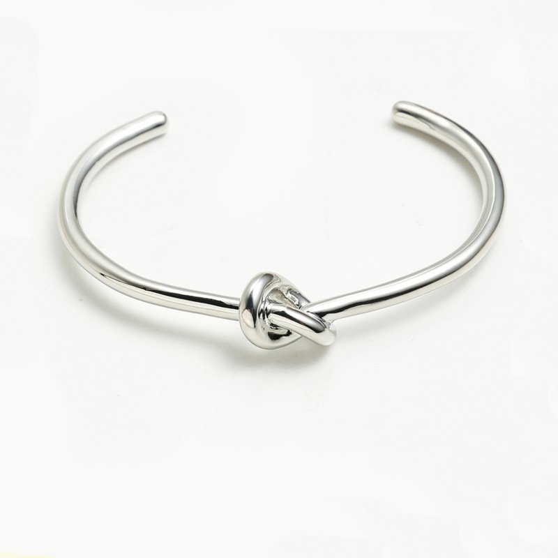 Simplified Knot Bracelet Han Dong Gate Personalized Design Silver Plated Open Ring Weaving Knot Bracelet E-commerce Supply-1