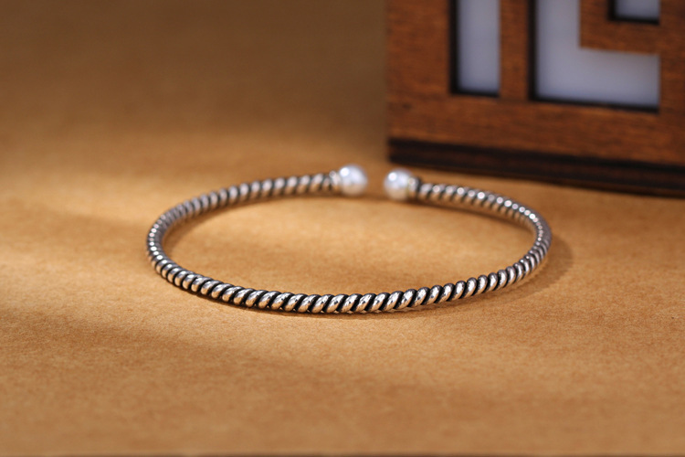 Temperament Fried Dough Twists Bracelet Ethnic Style Women Versatile Personality Silver Plated Worn Woven Open Bracelet E-commerce Source-1 Temperament Fried Dough Twists Bracelet Ethnic Style Women Versatile Personality Silver Plated Worn Woven Open Bracelet E-commerce Source-1