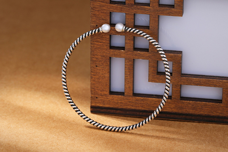 Temperament Fried Dough Twists Bracelet Ethnic Style Women Versatile Personality Silver Plated Worn Woven Open Bracelet E-commerce Source-1 Temperament Fried Dough Twists Bracelet Ethnic Style Women Versatile Personality Silver Plated Worn Woven Open Bracelet E-commerce Source-1