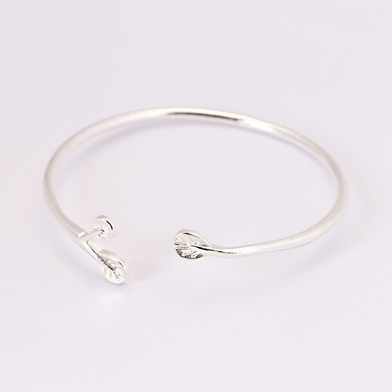 Forest style leaf bracelet INS women\'s temperament ethnic style fresh silver plated olive leaf opening bracelet e-commerce source-1