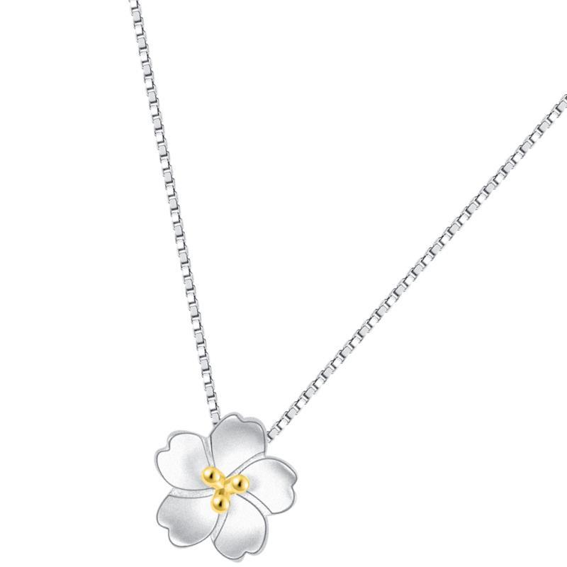 Small fresh flower necklace INS ethnic style student internet celebrity temperament versatile flower pendant collarbone chain wholesale-1