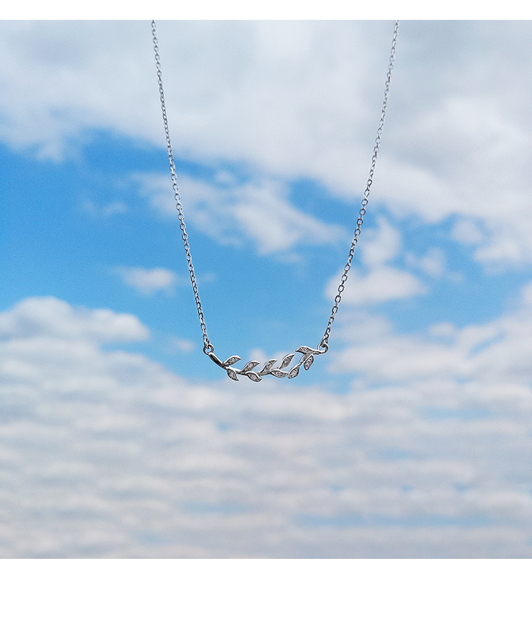 Olive Branch Necklace, Personalized Forest Style, Fresh and Elegant, Set with Zircon Leaves, Collar Chain, Cross border E-commerce Supply-1