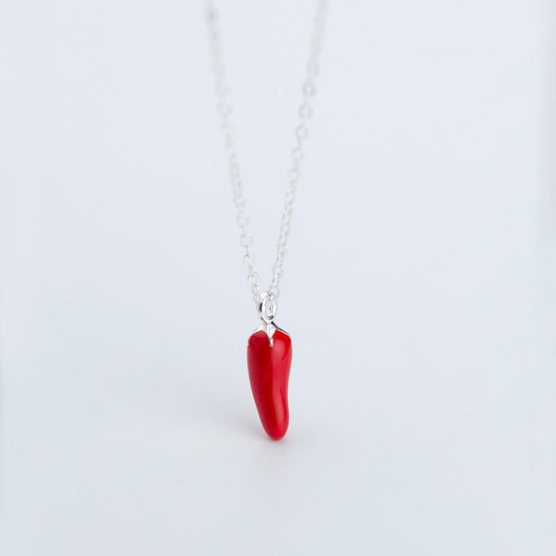 Red Chili Pepper Necklace for Women, Japanese and Korean Internet Celebrities, Personalized Design, Cold Wind Chili Pepper Pendant, Collar Chain-2