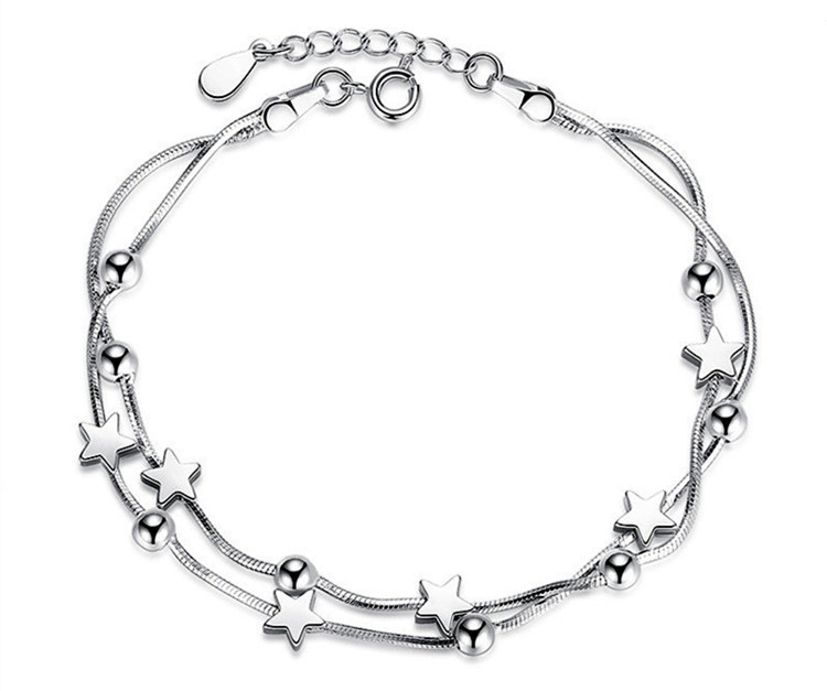 Double layer Star Bead Bracelet INS Women\'s Korean Edition Elegance, Personality, Creativity, Five pointed Star Round Bead Bracelet Foreign Trade Source-1