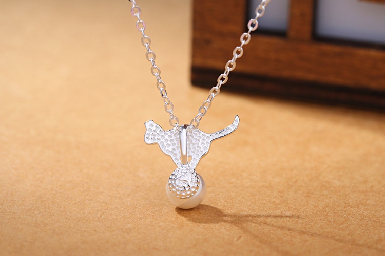 Cat Pearl Necklace INS Personalized Forest Series Sweet and Cute Animal Kitten Pendant Collar Chain Foreign Trade Source-2
