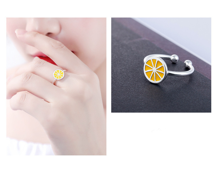 Lemon Open Ring, a Korean internet celebrity with personality and temperament. Forest style fresh fruit orange ring. Foreign trade source-1