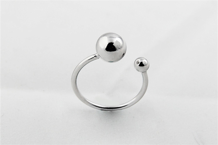 Small and Large Light Bead Ring Korean Edition Instagram Simple and Sweet, Small and Fresh, Asymmetric Smooth Round Bead Open Ring-1