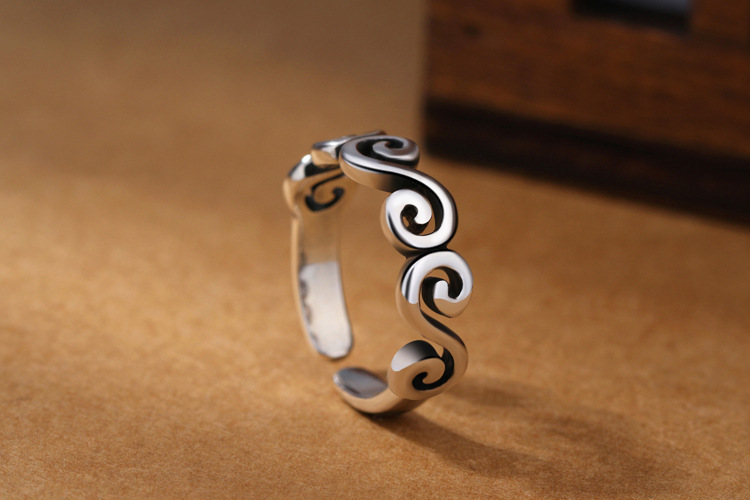 Auspicious Cloud Pattern Ring, Japanese and Korean Trendy Students, Personalized Old and Creative Geometric Pattern Open Ring Manufacturer\'s Supply-1 Auspicious Cloud Pattern Ring, Japanese and Korean Trendy Students, Personalized Old and Creative Geometric Pattern Open Ring Manufacturer\'s Supply-1