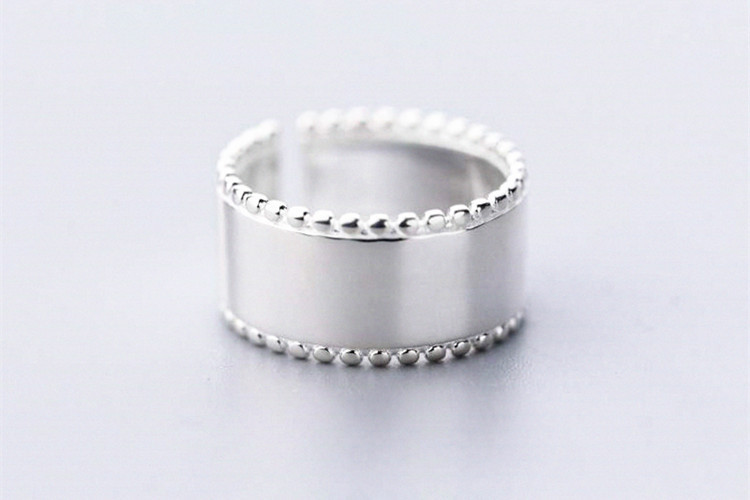 Round bead edge ring, Japanese and Korean simple and personalized, versatile, silver plated open lace wide face ring, e-commerce wholesale supply-3 Round bead edge ring, Japanese and Korean simple and personalized, versatile, silver plated open lace wide face ring, e-commerce wholesale supply-3