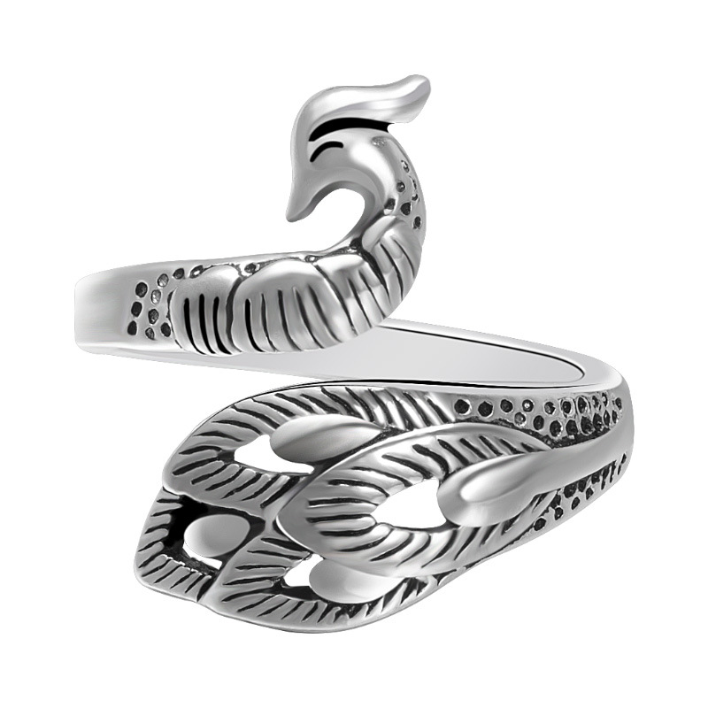 Retro and Beautiful Women\'s Peacock Ring Silver Plated Retro Old style Ring National Style Phoenix Ring Supply-1 Retro and Beautiful Women\'s Peacock Ring Silver Plated Retro Old style Ring National Style Phoenix Ring Supply-1