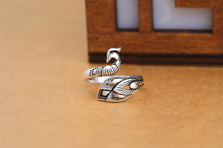 Retro and Beautiful Women\'s Peacock Ring Silver Plated Retro Old style Ring National Style Phoenix Ring Supply-1 Retro and Beautiful Women\'s Peacock Ring Silver Plated Retro Old style Ring National Style Phoenix Ring Supply-1