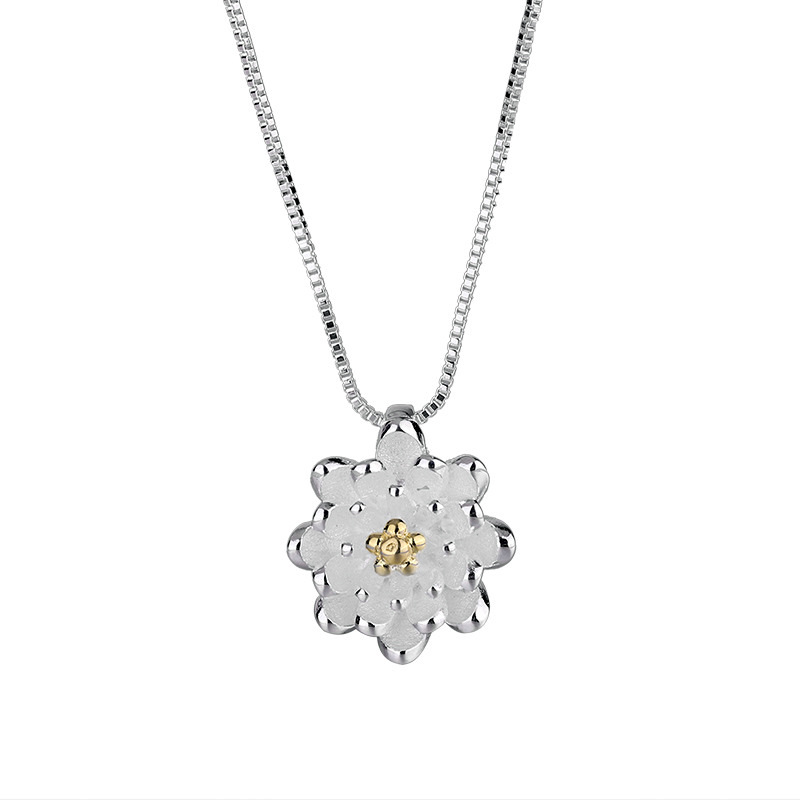 Golden Lotus Necklace, Ethnic Style, Women\'s Forest Style, Fresh and Personalized Lotus Flower Pendant, Collar Chain Wholesale-1