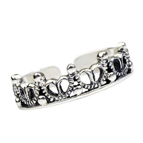 Retro vintage crown ring INS silver plated design, creative personality, temperament, opening tail ring, foreign trade source-2