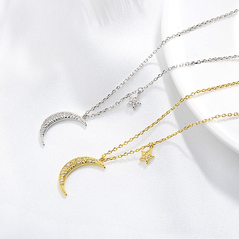 Moon Star Necklace, Korean Fashion and Elegance, Internet Celebrity, Design Sense Moon Pendant, Collar Chain, E-commerce Supply-1