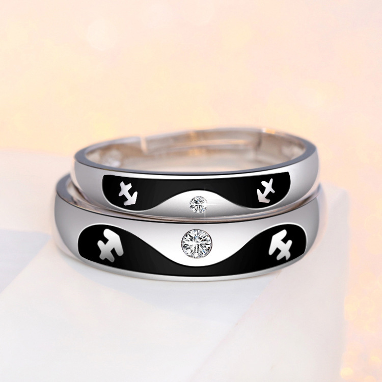 Zircon inlaid drip glue couple ring Korean style temperament internet celebrity personality creativity men\'s and women\'s rings foreign trade source-1