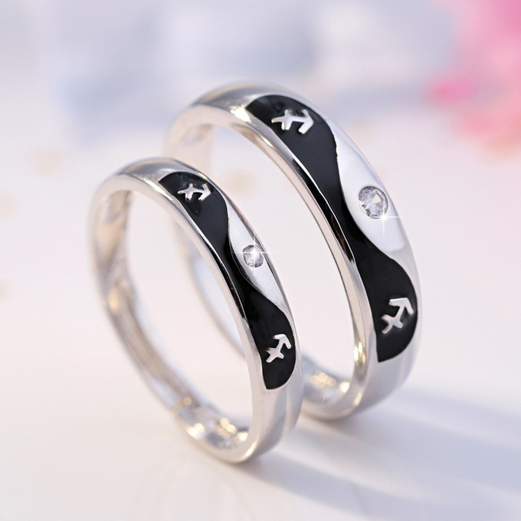 Zircon inlaid drip glue couple ring Korean style temperament internet celebrity personality creativity men\'s and women\'s rings foreign trade source-1