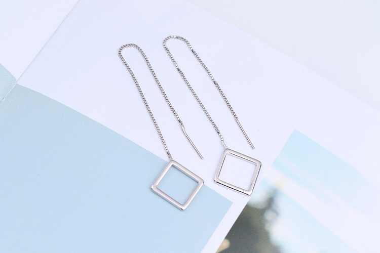 Square tassel earrings, fashionable and stylish, popular on the internet, cool and cool personality, tassel geometric square shaped earrings wholesale-2