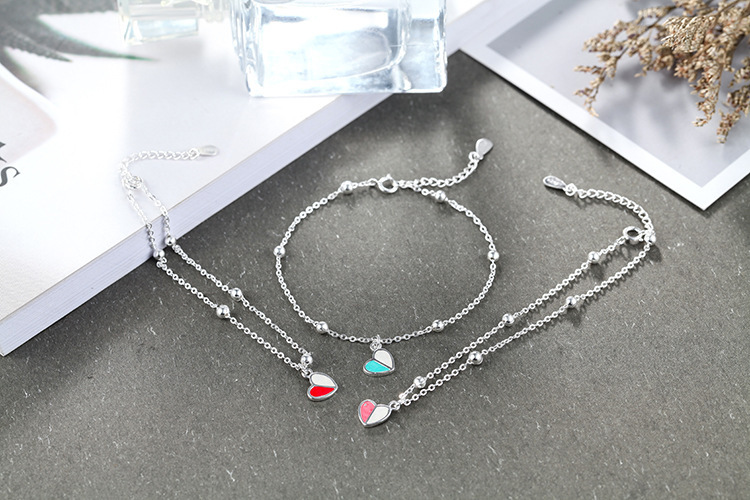 Cute, Fresh, Simple Dropped Love Bracelet, Sweet Peach Heart Love Bead Bracelet, Cross border Accessory Supply-1