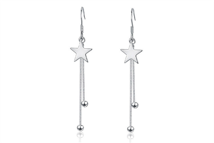 Korean version of star tassel ear hook, fashionable temperament, internet celebrity, personality, trendy person, star round bead ear jewelry, e-commerce source-1