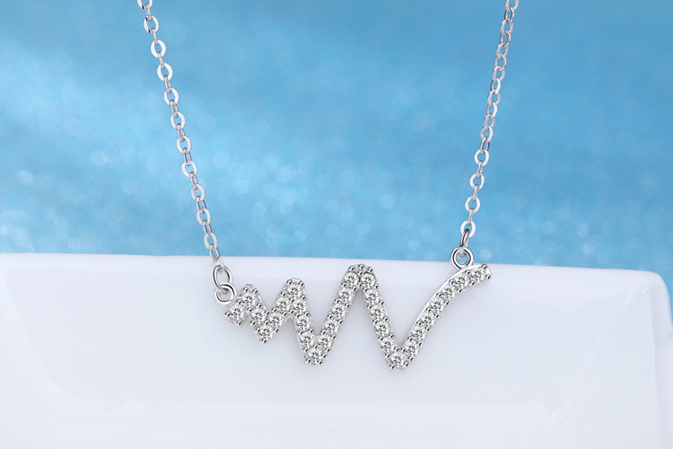 Heartbeat ECG necklace, Korean version, internet celebrity, fashionable personality, cool temperament, creative wave pendant, collarbone chain-1