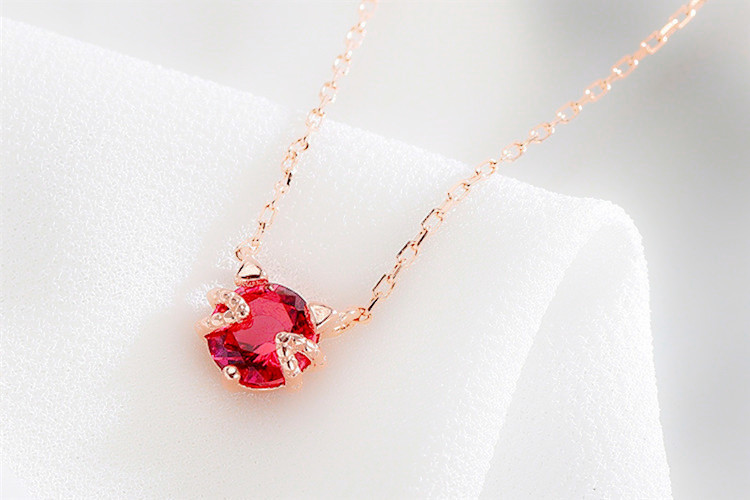 Cat pendant necklace, internet celebrity, forest style, sweet and versatile, elegant temperament, zircon inlaid animal collarbone chain wholesale-3