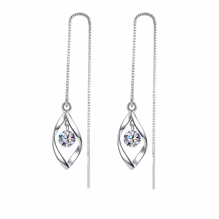 Korean version of light luxury tassel ear line elegant temperament versatile high-end feeling diamond inlaid long ear line jewelry source wholesale-1