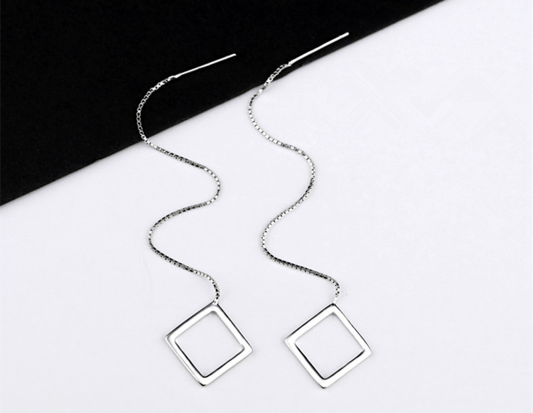 Square tassel earrings, fashionable and stylish, popular on the internet, cool and cool personality, tassel geometric square shaped earrings wholesale-1
