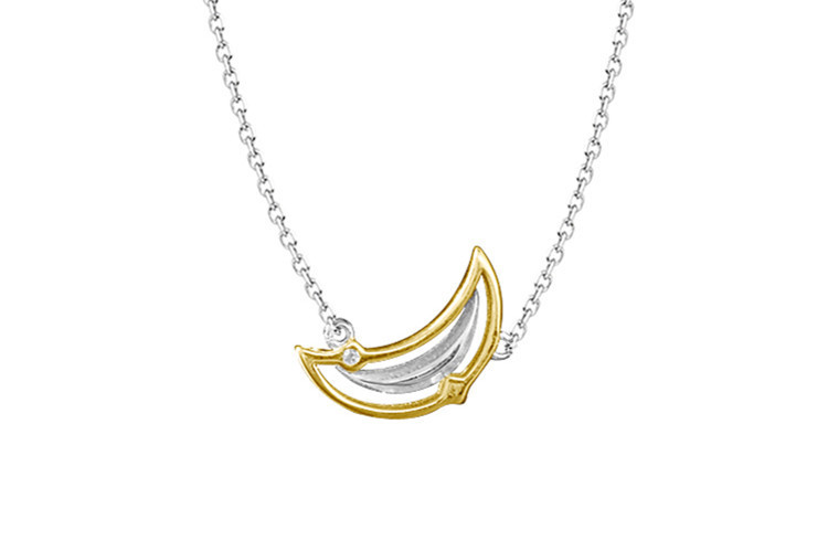 Golden Crescent Necklace INS Sweet, Personalized, Fashionable, Versatile, Zircon Moon Collarbone Chain Factory Supply-1