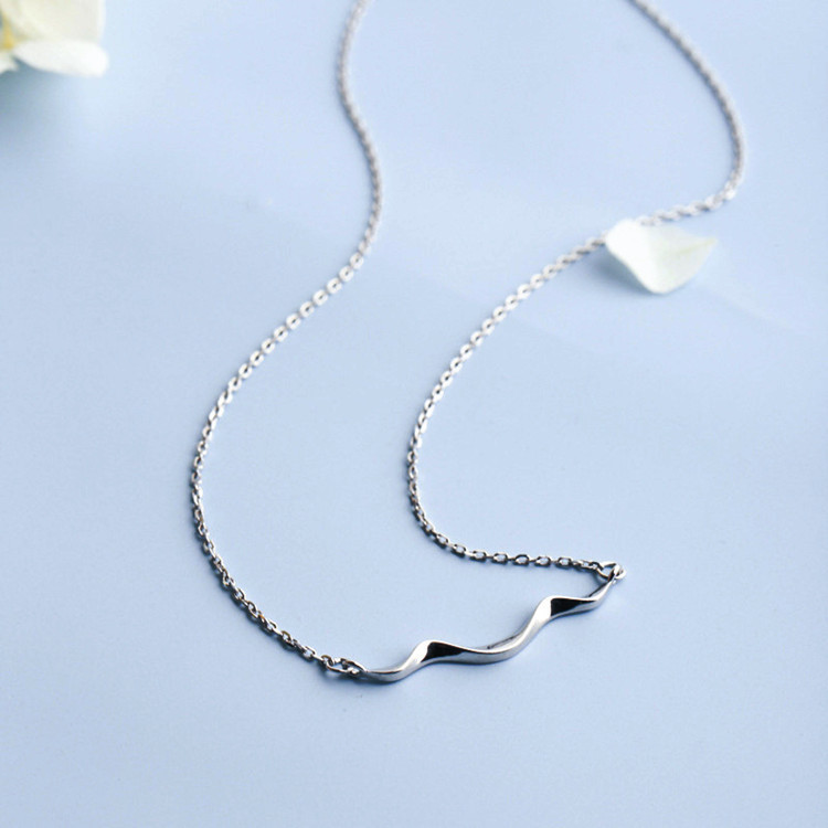Simple wave collarbone chain, Japanese and Korean INS, personalized sweet temperament, creative coastline wave necklace, foreign trade source-2