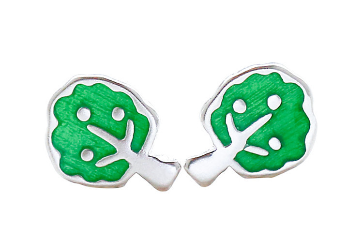 Green small tree earrings ins personalized Korean version simple forest style small fresh student daily small earrings e-commerce source-1