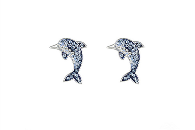 Temperament Dolphin Earnail Student Internet Celebrity Personality Japanese and Korean Trendy Matching Cute Gradient Zircon Earnail Source Wholesale-1