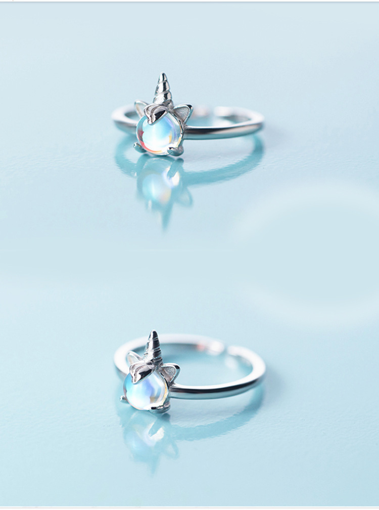 Creative Unicorn Ring Korean Version Temperament Forest Style Personalized Versatile Set with Zircon Unicorn Open Ring Wholesale-1