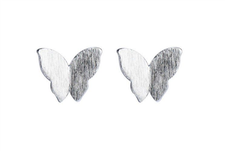 Fresh butterfly earrings INS student mini temperament sweet and simple personality brushed silver plated butterfly earrings wholesale-1 Fresh butterfly earrings INS student mini temperament sweet and simple personality brushed silver plated butterfly earrings wholesale-1