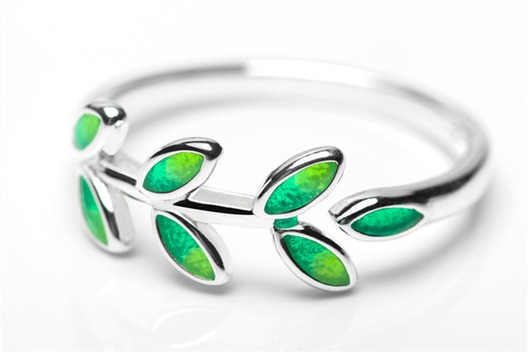 Leaf Ring Open Ring INS Korean Version Personalized and Temperament Forest Sweet Drip Gum Olive Branch and Leaf Ring Supply-1