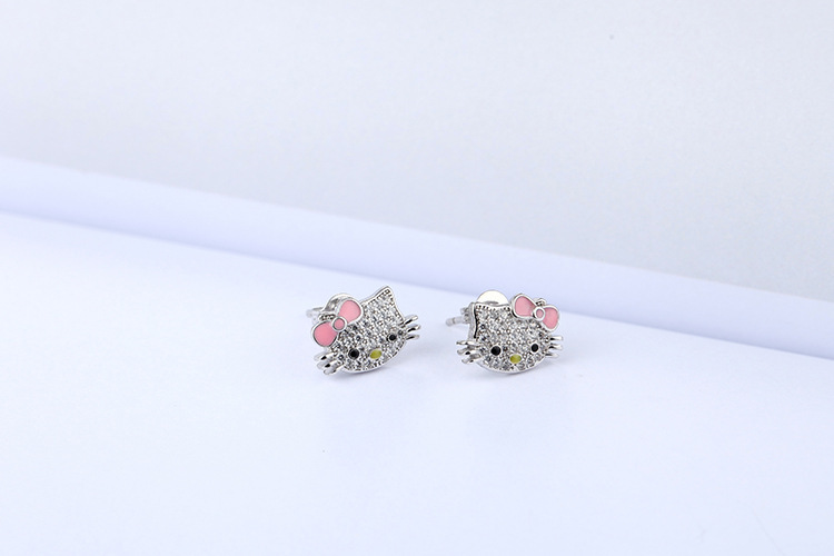 Mini cute cat earrings, student personality, sweet and lovely, forest temperament, Kitty cat earrings wholesale source-1