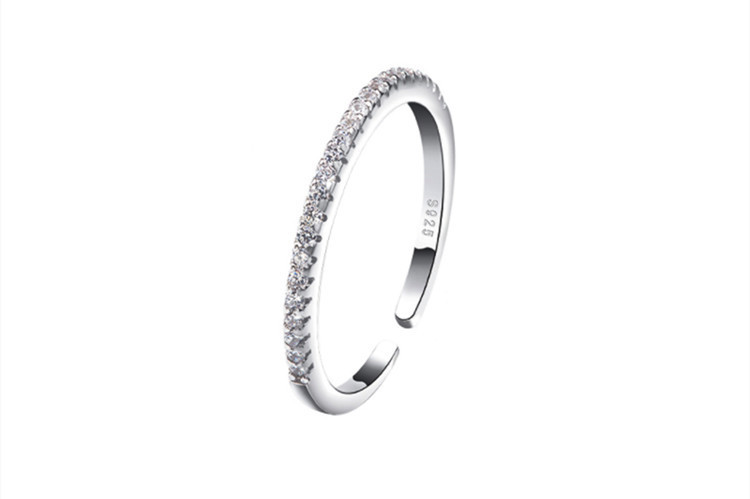 Personalized temperament, single row diamond ring, Korean version, trendy and fashionable temperament, compact and set with zircon, open ring, source wholesale-1
