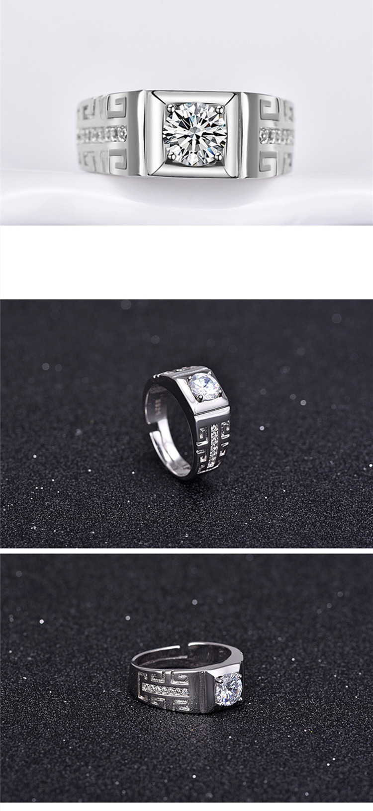 Classic zircon ring, European and American ins fashion temperament, men\'s domineering full diamond diamond diamond ring, foreign trade source wholesale-1