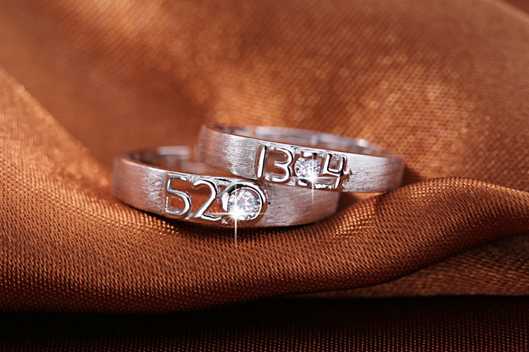 520 1314 Men\'s and Women\'s Ring, Fashionable Personality, Temperament, Internet Celebrity, Creative Zircon Set Living Couple Ring, Source of Goods-3