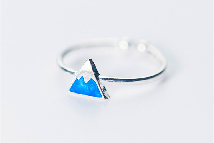 Gradual Triangle Ring INS Internet Celebrity Student Fresh Literary Forest Series Dropping Glue Geometric Ring Accessories Wholesale-1