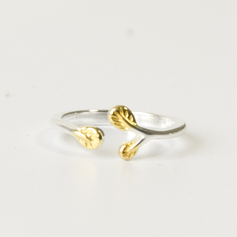 Wholesale of trendy accessories, gold tender leaf rings, INS, ethnic style, quality, forest style, small and fresh creative, leaf opening, thin tail rings, wholesale-1