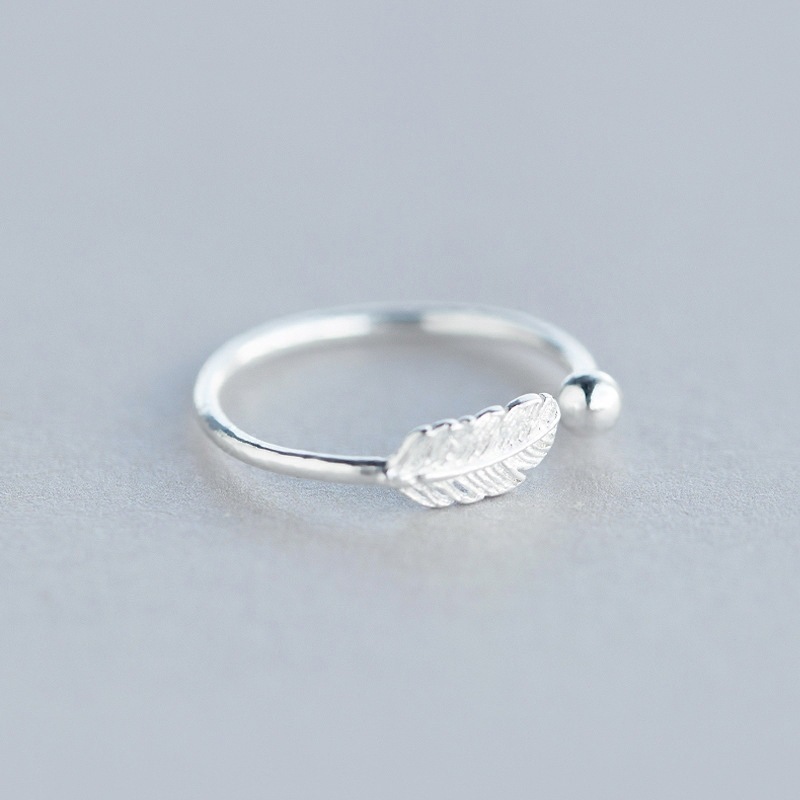 Feather Ring, Female, Japanese, Korean, Personality, Forest Style, Open, Cold Wind, Student, Trendy, Leaf Eating Ring, Wholesale of Goods-1