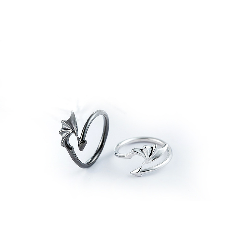 Devil Angel Wings Couple Ring Japanese and Korean Fashion Ins Internet Celebrity Personalized Angel Wings Ring Cross border Supply-2