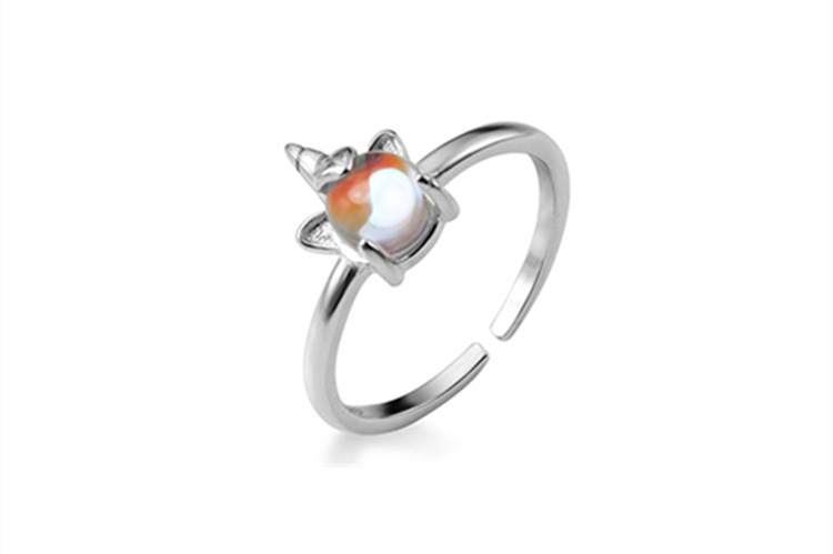 Creative Unicorn Ring Korean Version Temperament Forest Style Personalized Versatile Set with Zircon Unicorn Open Ring Wholesale-1