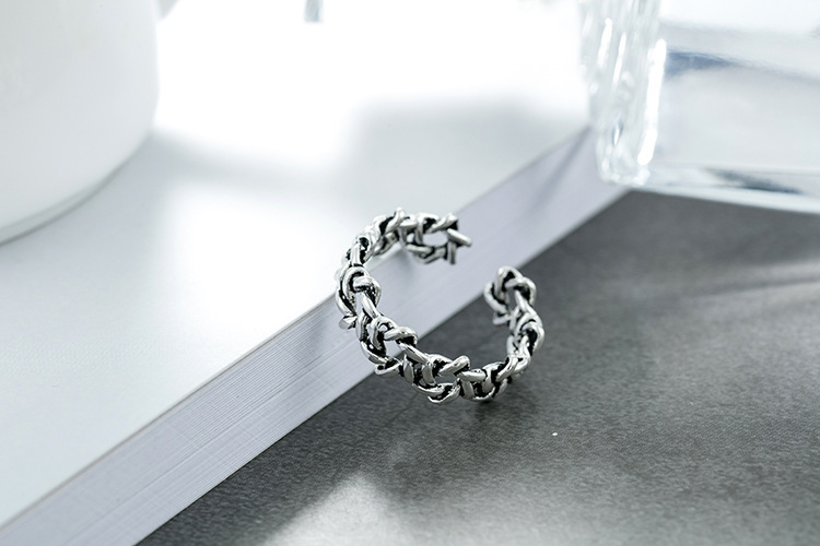 Japanese and Korean trendsetters, students, personalized silver plated vintage woven five pointed star rings, creative open ring wholesale source-2