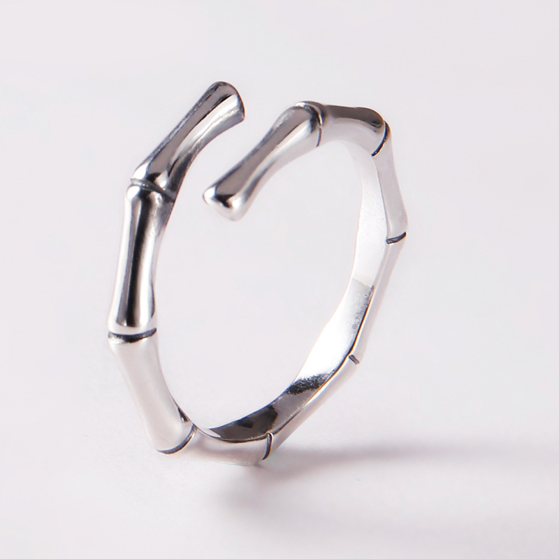 Bamboo Finger Ring INS Simple and Personalized Trendy Street Photography Silver Plated Forest Creative Plant Shaped Ring Wholesale-1 Bamboo Finger Ring INS Simple and Personalized Trendy Street Photography Silver Plated Forest Creative Plant Shaped Ring Wholesale-1