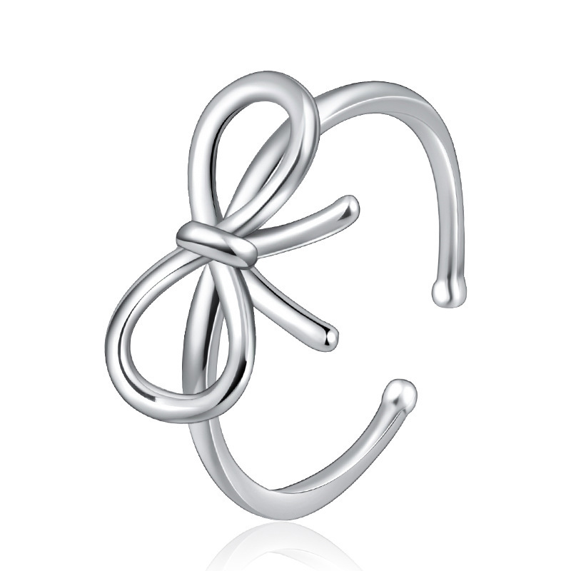 Bow opening ring INS simple temperament personality forest style fresh silver plated opening ring source wholesale-1
