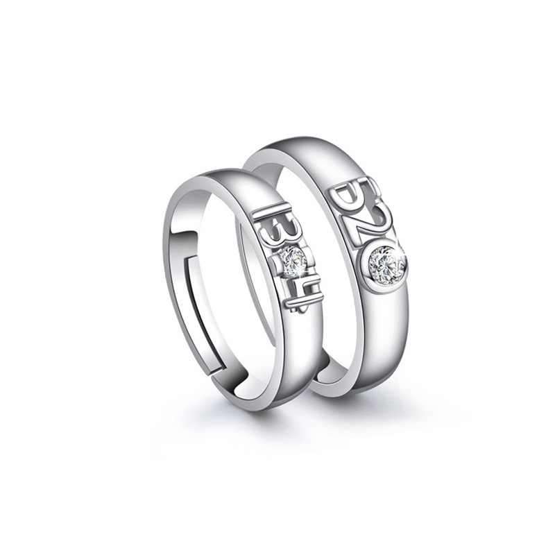 520 1314 Men\'s and Women\'s Ring, Fashionable Personality, Temperament, Internet Celebrity, Creative Zircon Set Living Couple Ring, Source of Goods-1
