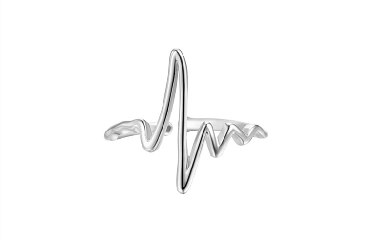 Electrocardiogram, index finger ring, women\'s simple lines, versatile notes, personalized silver plated ring, e-commerce jewelry source-1